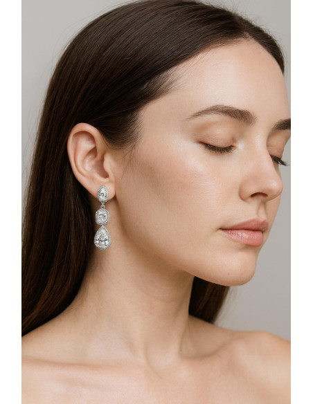 Pendiente cristal plata