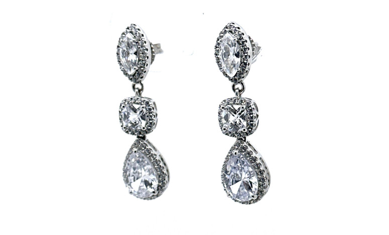 Pendiente cristal plata