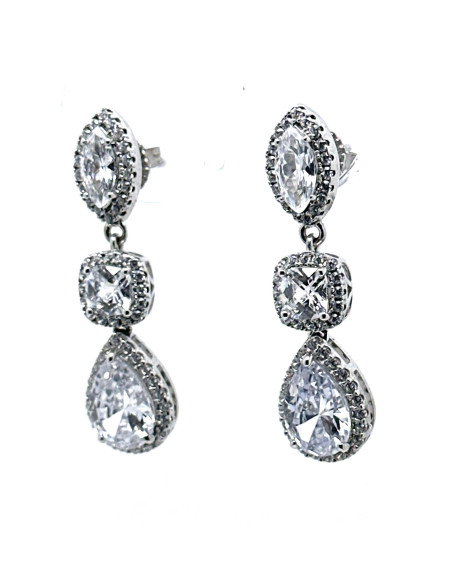 Pendiente cristal plata