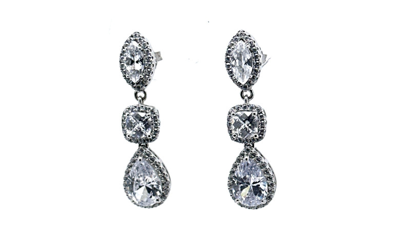 Pendiente cristal plata