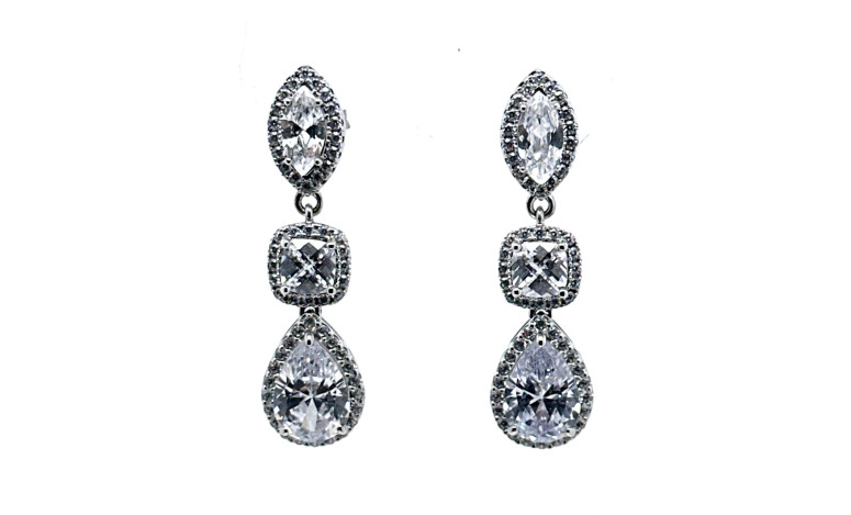 Pendiente cristal plata