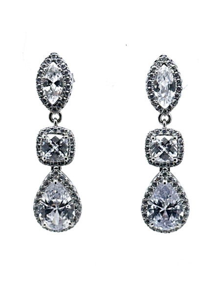 Pendiente cristal plata