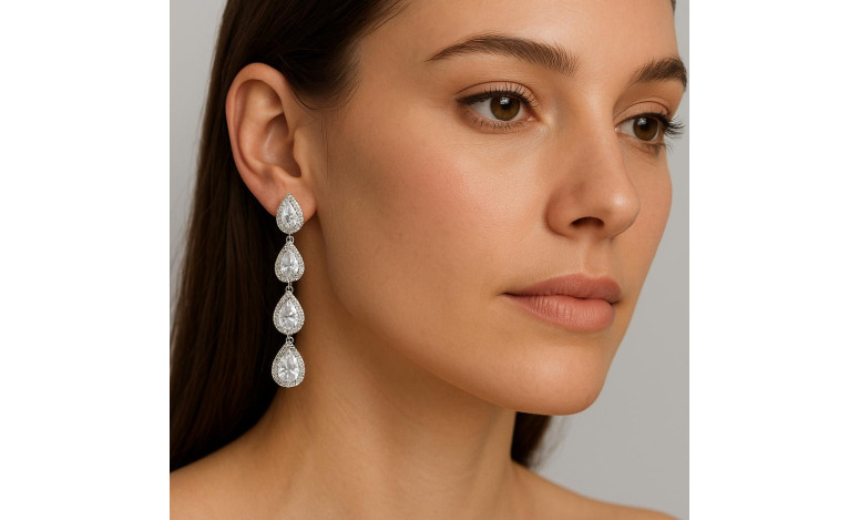 Pendiente cristal plata