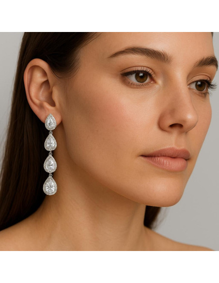 Pendiente cristal plata