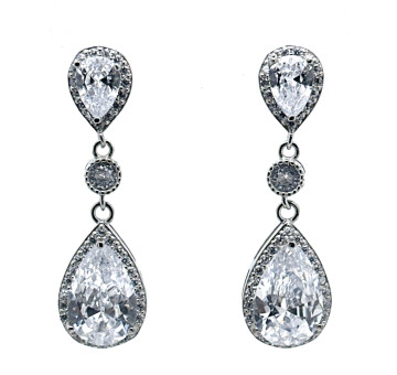 Pendiente cristal plata