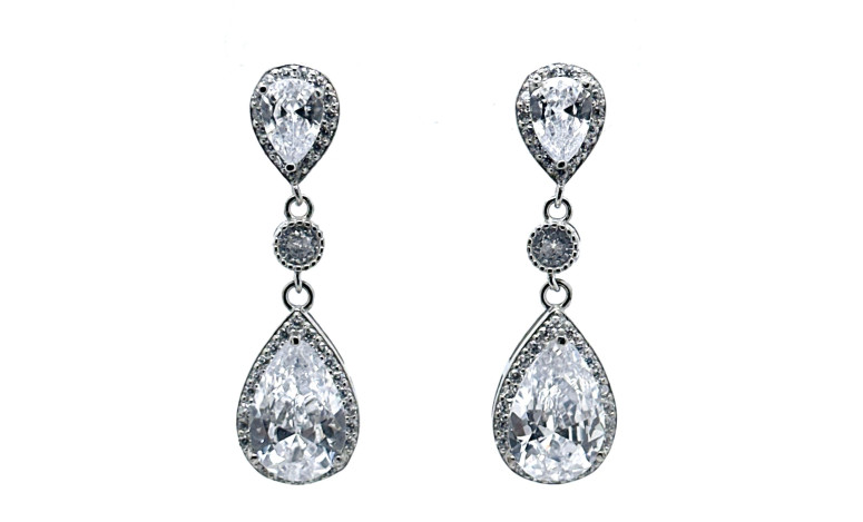Pendiente cristal plata