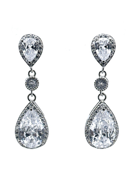 Pendiente cristal plata