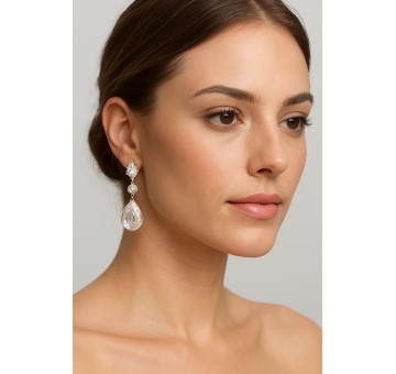 Pendiente cristal plata 2
