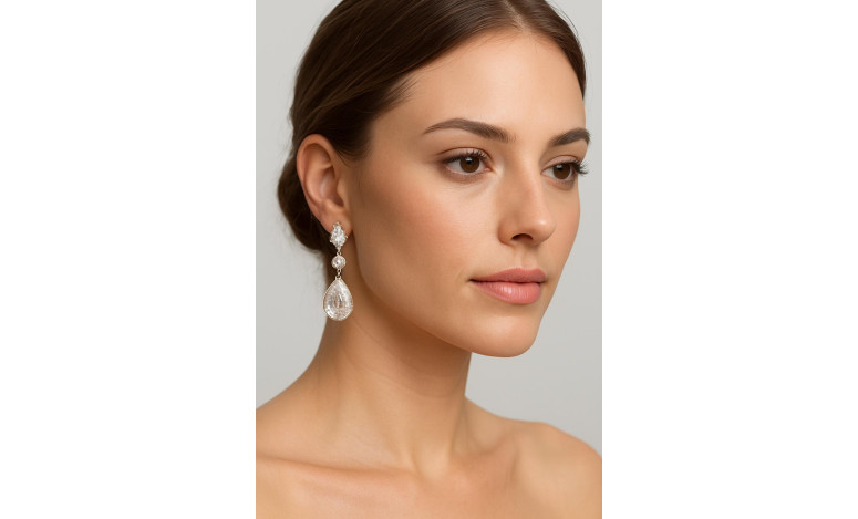 Pendiente cristal plata