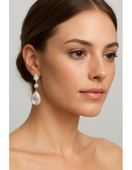 Pendiente cristal plata