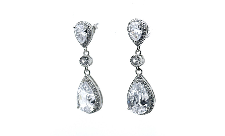 Pendiente cristal plata