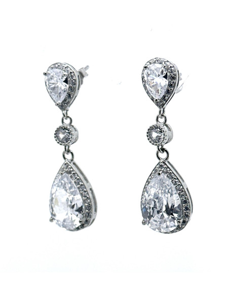 Pendiente cristal plata