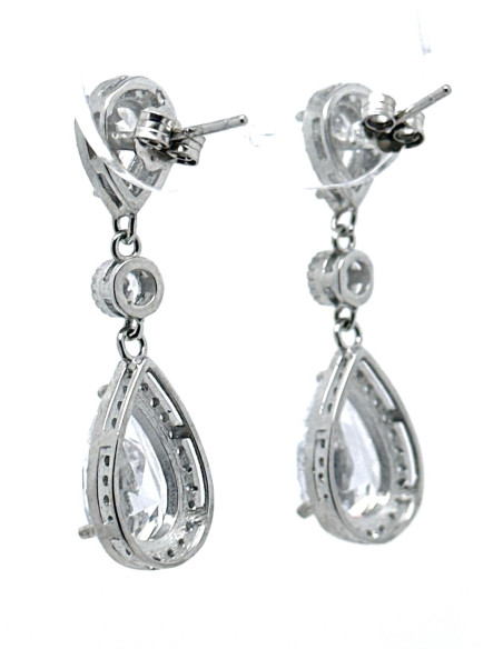 Pendiente cristal plata