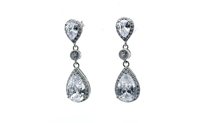 Pendiente cristal plata