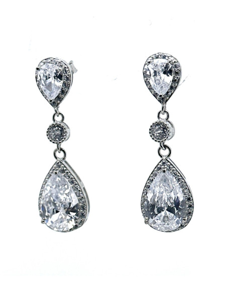 Pendiente cristal plata