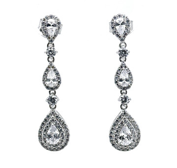 Pendiente cristal plata