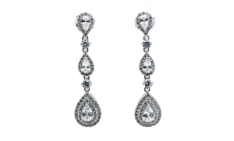 Pendiente cristal plata
