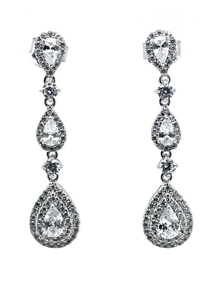 Pendiente cristal plata