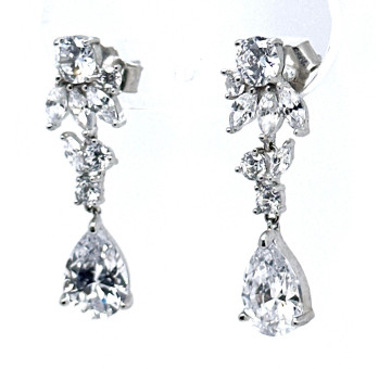 Pendiente cristal plata