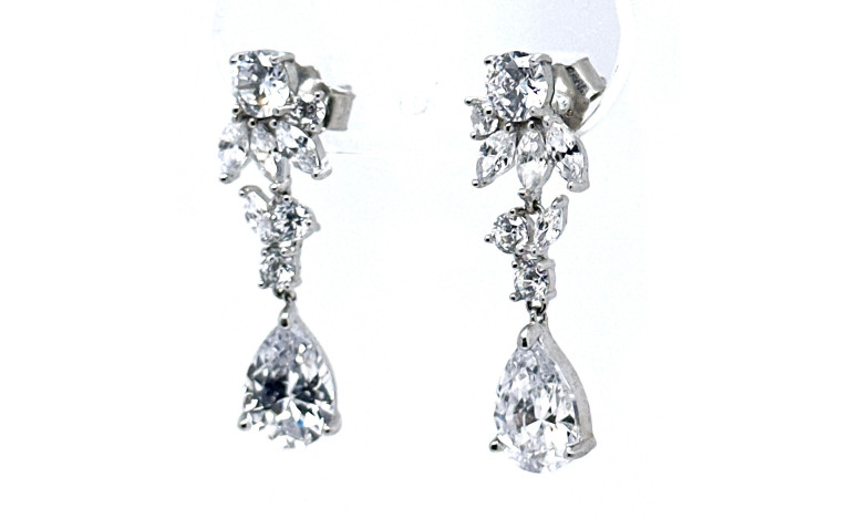 Pendiente cristal plata
