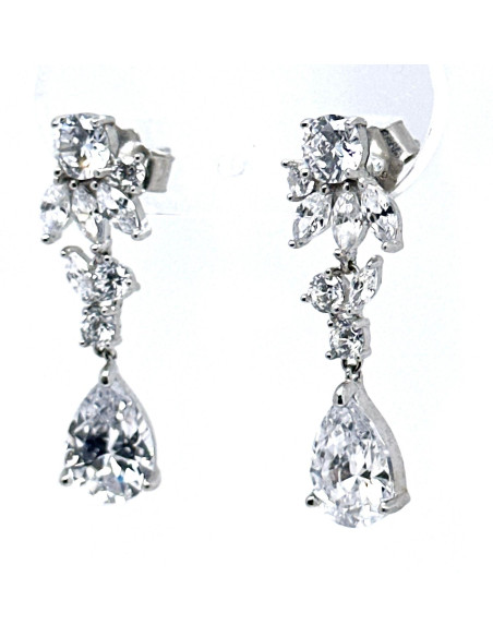 Pendiente cristal plata
