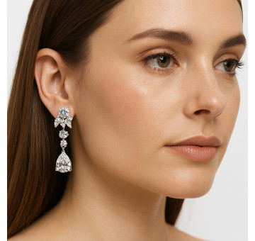 Pendiente cristal plata 2