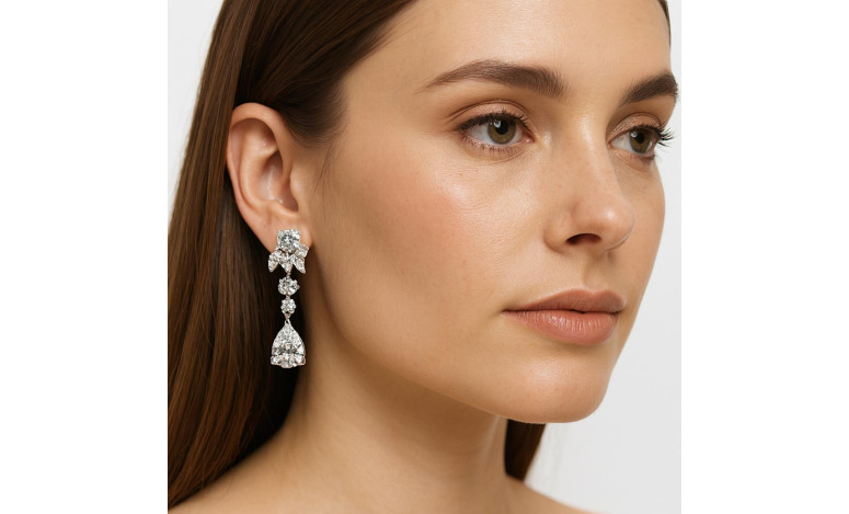 Pendiente cristal plata