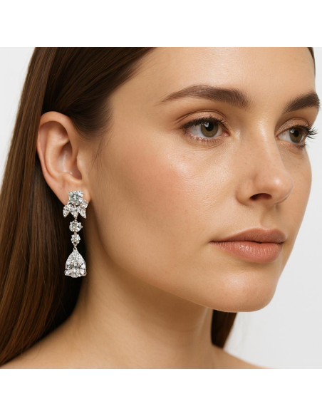 Pendiente cristal plata