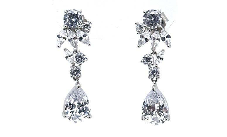 Pendiente cristal plata