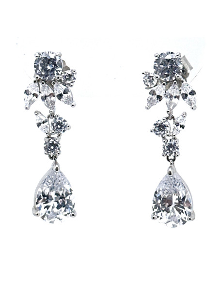 Pendiente cristal plata
