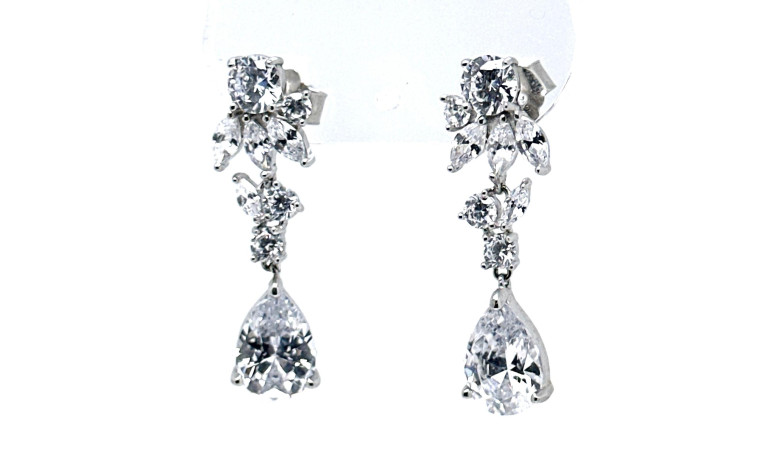 Pendiente cristal plata