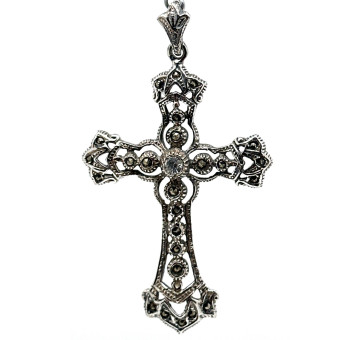 Cruz plata marcasitas
