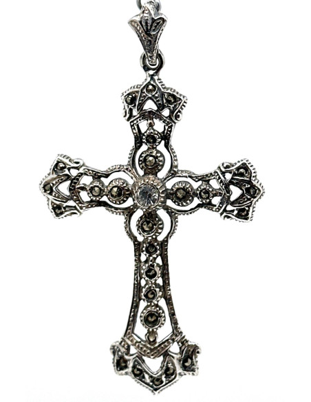 Cruz plata marcasitas