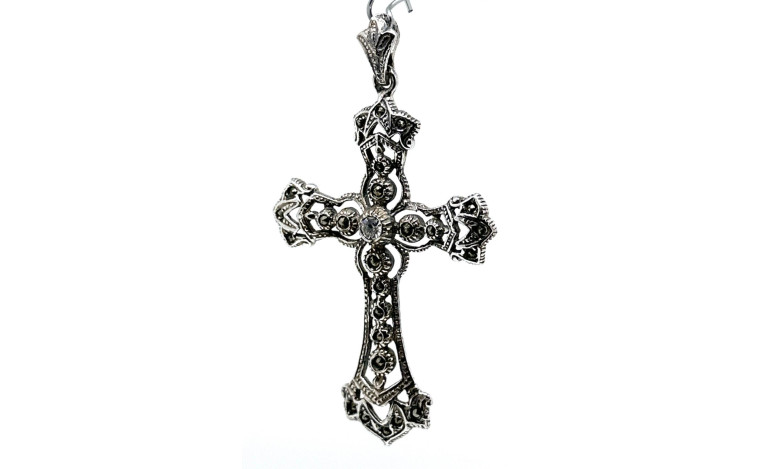 Cruz plata marcasitas
