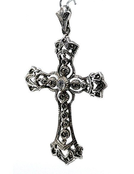 Cruz plata marcasitas