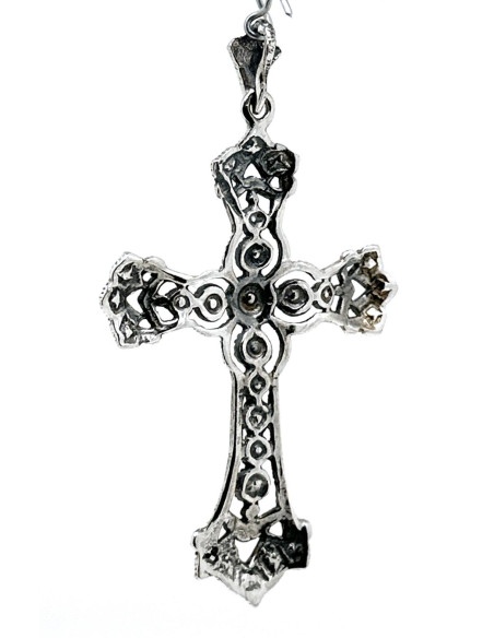 Cruz plata marcasitas