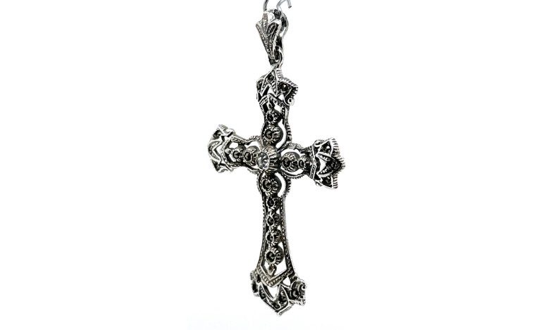 Cruz plata marcasitas