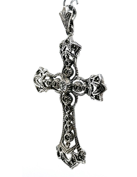 Cruz plata marcasitas
