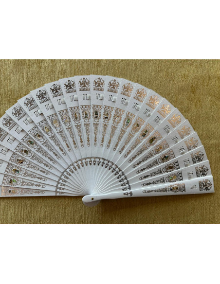 Abanico baraja peral incrustaciones nácar 23cm