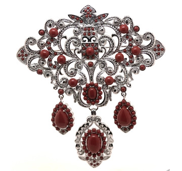 Broche plateado coral
