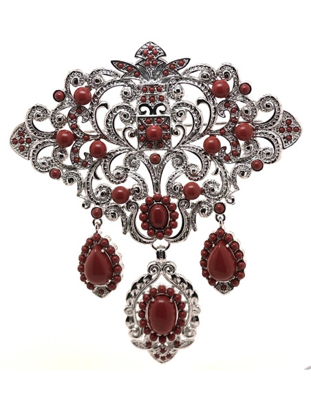 Broche plateado coral