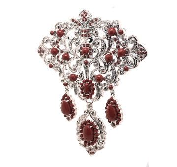 Broche plateado coral 2
