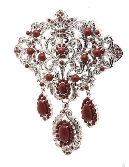 Broche plateado coral