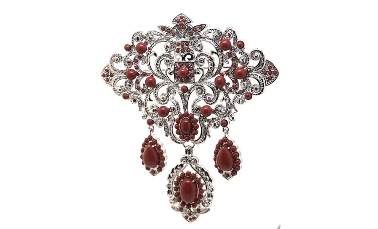 Broche plateado coral