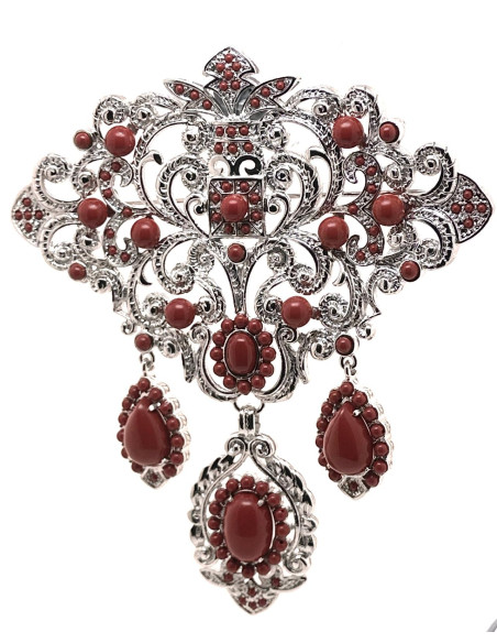 Broche plateado coral