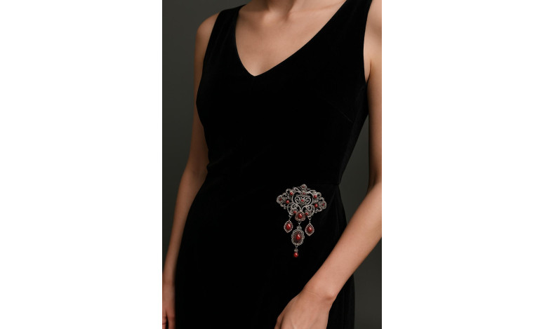 Broche plateado coral