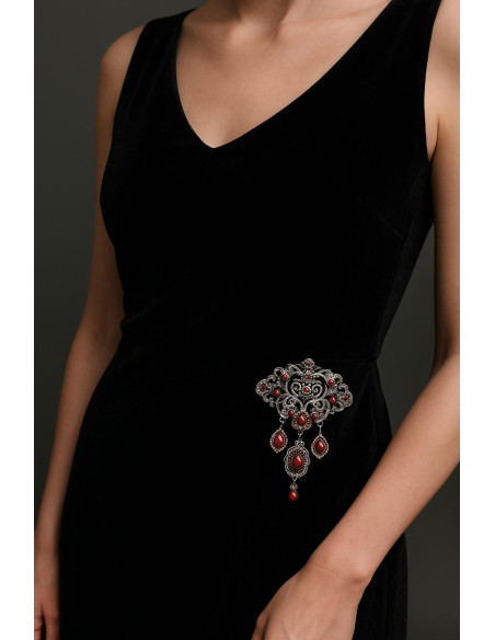 Broche plateado coral