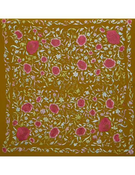 Mantón bordado a mano en seda 100 cm