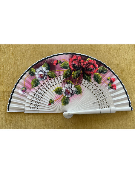 Abanico calado rosas