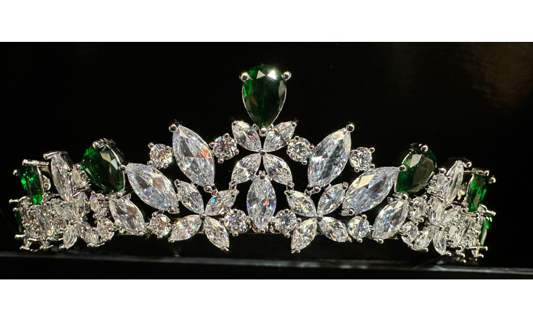 Tiara rodio esmeraldas